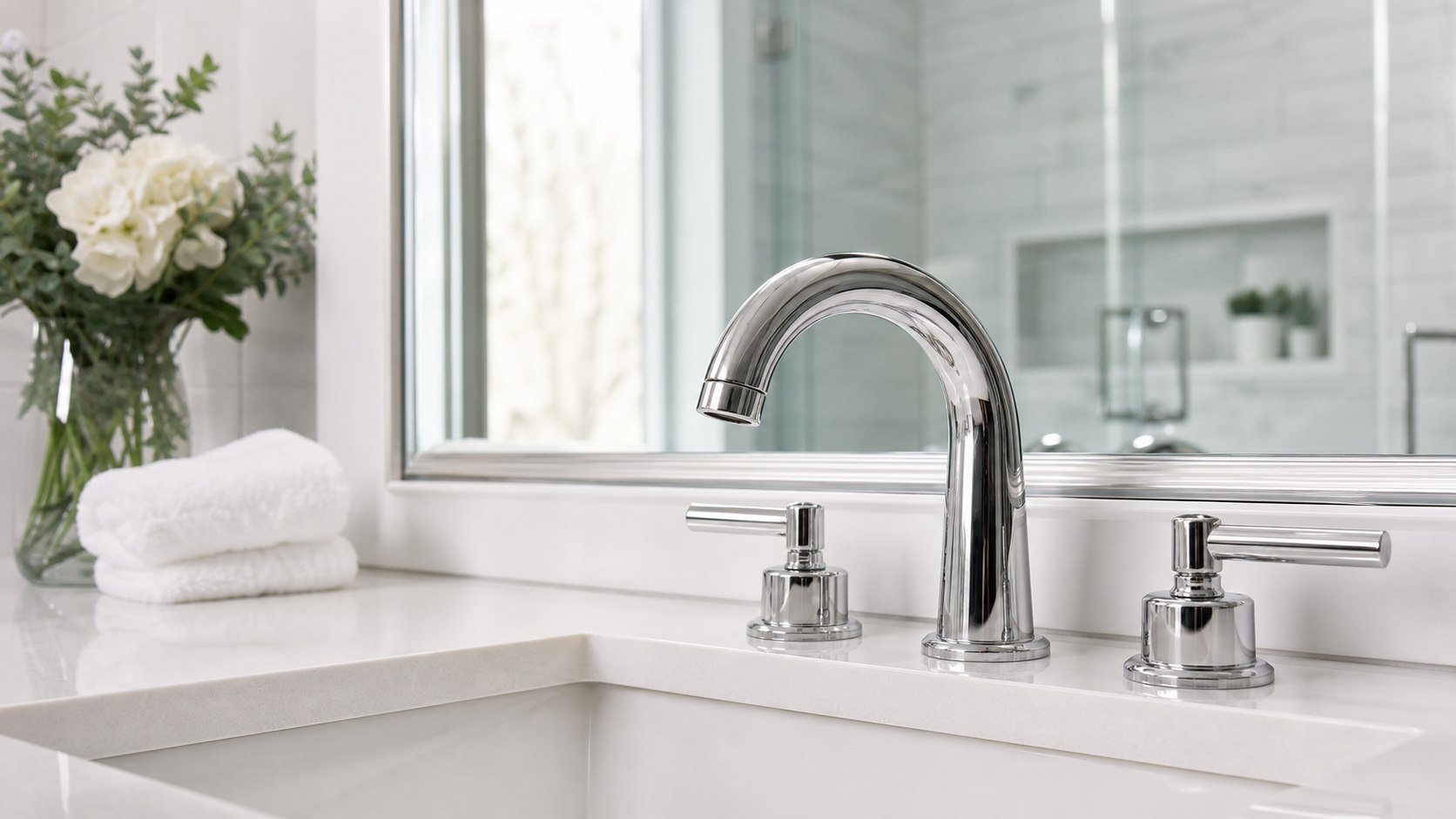 Cleaned and sanitized bathroom fixtures highlighting detailed standard house cleaning service.