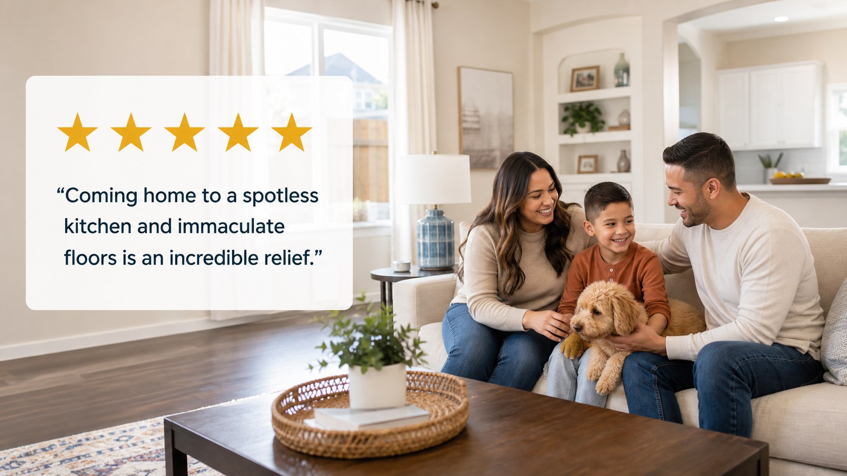 Happy homeowner in Humble, Texas enjoying a clean home by Maid Nice Cleaning