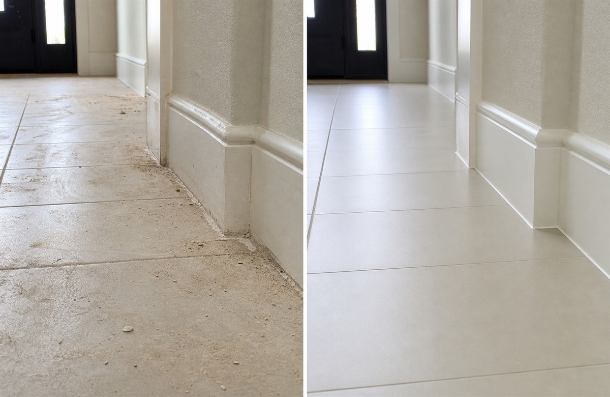 Before and after deep house cleaning services removing dust in Cypress TX
